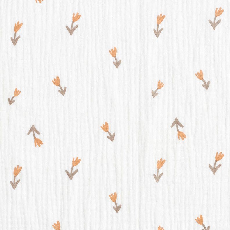 Musselin/Dobbelt-Crincle stof Blomster – elfenben,  image number 1