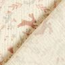 Musselin/Dobbelt-Crincle stof Fugl og hare i blomsterhaven – uldhvid,  thumbnail number 4