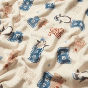 Hyggefleece collagejakke-stil – lysebeige/blå, 