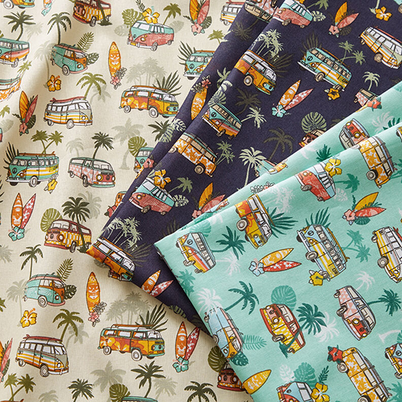 Bomuldsstof Cretonne Roadtrip Surf – azur,  image number 5