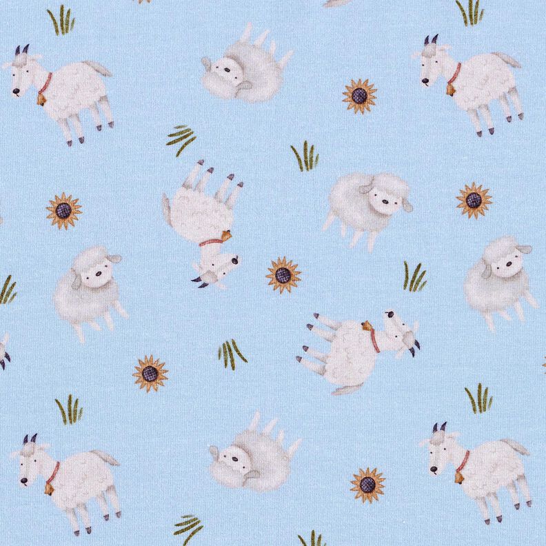 Bomuldsjersey Får og geder Digitaltryk – lyseblå,  image number 1