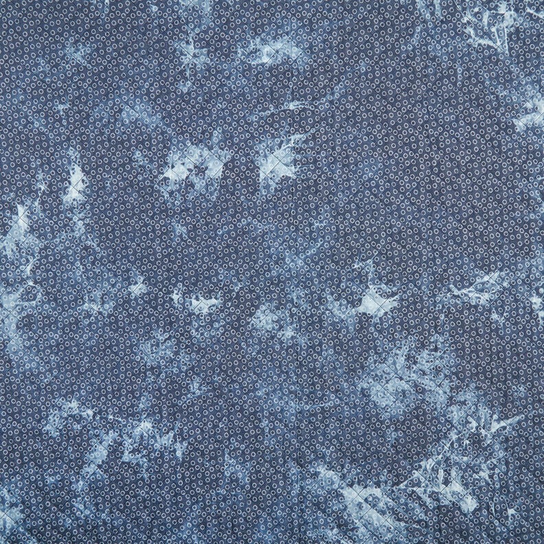 Quiltet stof chambray blomst batik – jeansblå,  image number 1