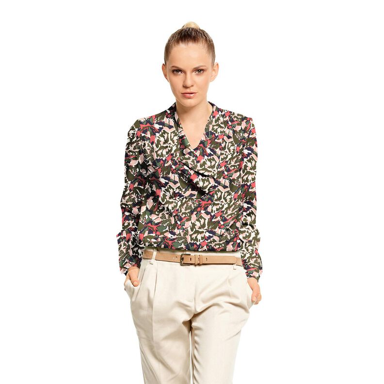 Viskosestof abstrakt blomsterhav – lyse bær/mørk fyr,  image number 5