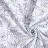 Musselin/Dobbelt-Crincle stof Malet blomstereng – hvid/sort,  thumbnail number 3