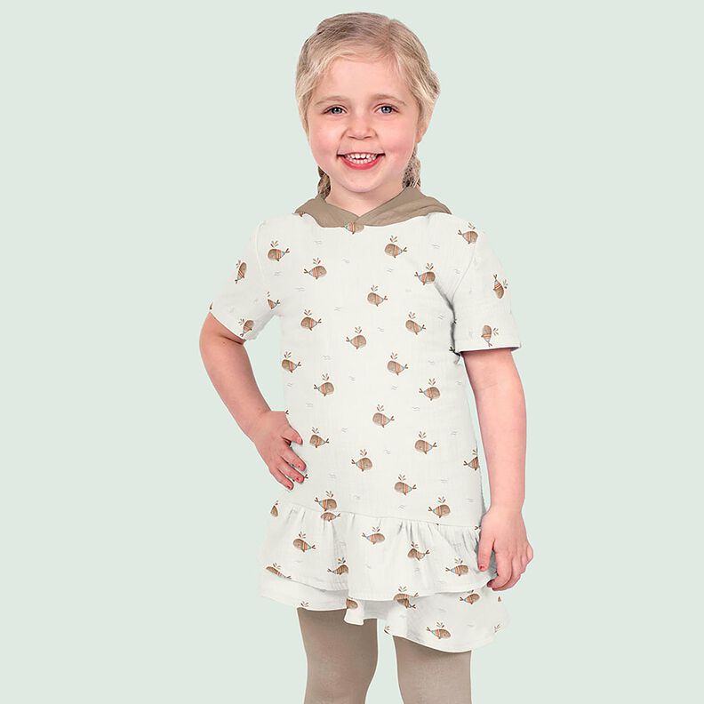 Musselin/Dobbelt-Crincle stof Stribet hval Digitaltryk – elfenben,  image number 6