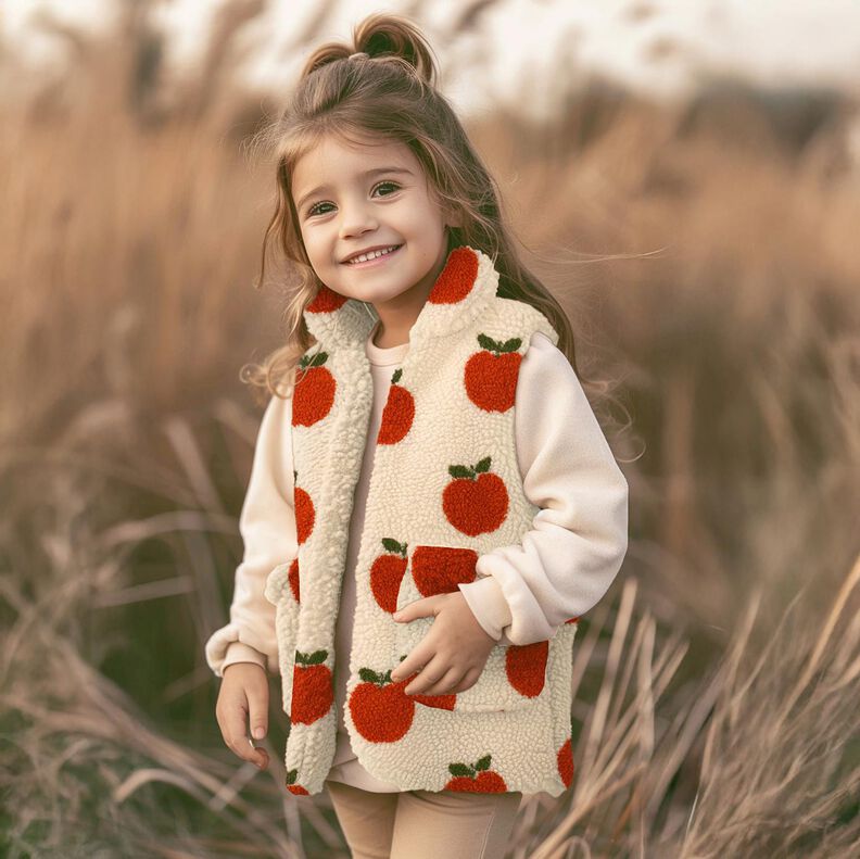 Teddyplys æbler | Poppy Fabrics – uldhvid/terracotta,  image number 5