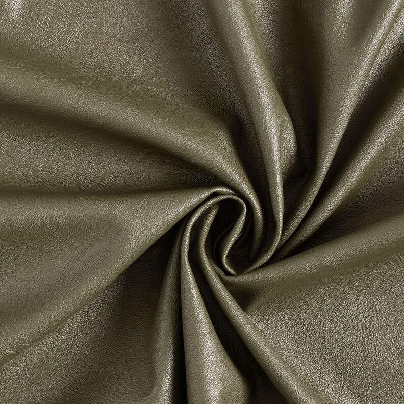 Imiteret skind stretch ensfarvet – kaki,  image number 1
