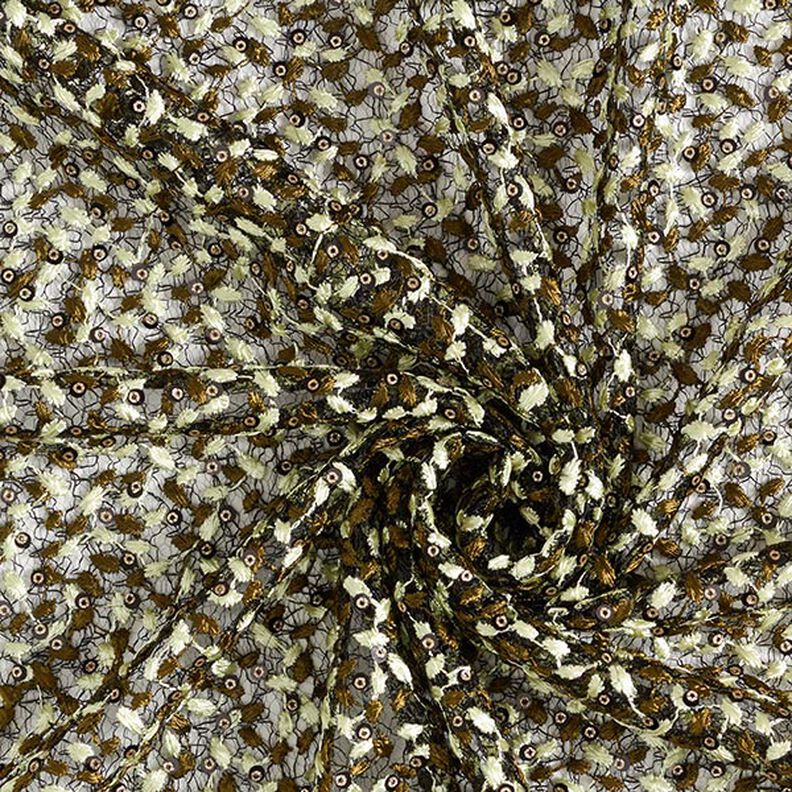 Blondestof blomsterranker og pailletter – sort/olivengrøn,  image number 3