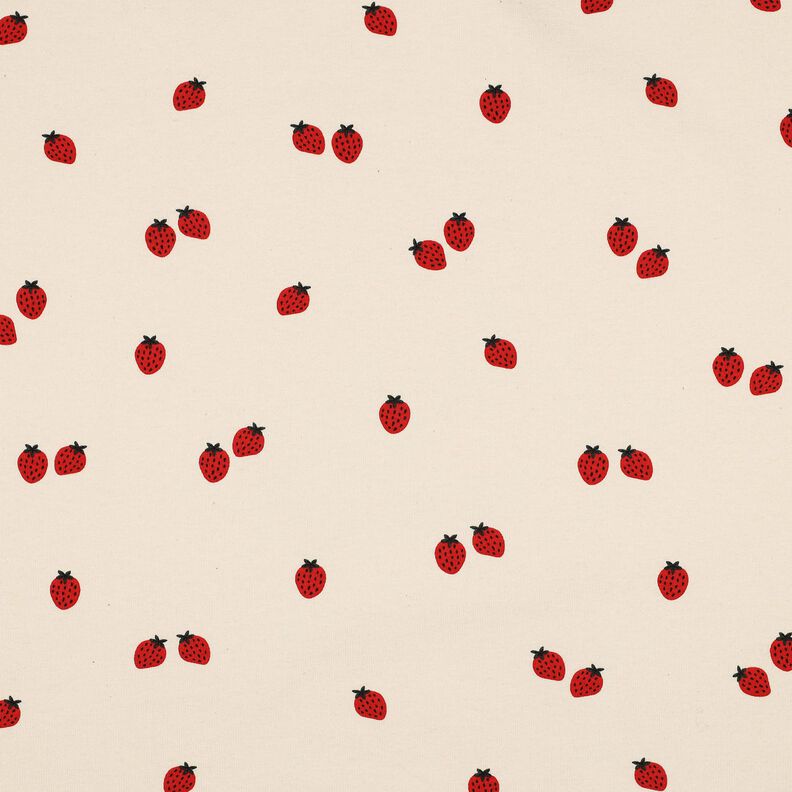 GOTS Bomuldsjersey jordbær | Poppy Fabrics – lysebeige/karminrød,  image number 1