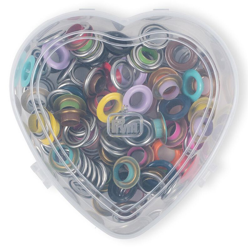 Øjer med skiver, i hjerteformet æske [8 mm] | Prym,  image number 2