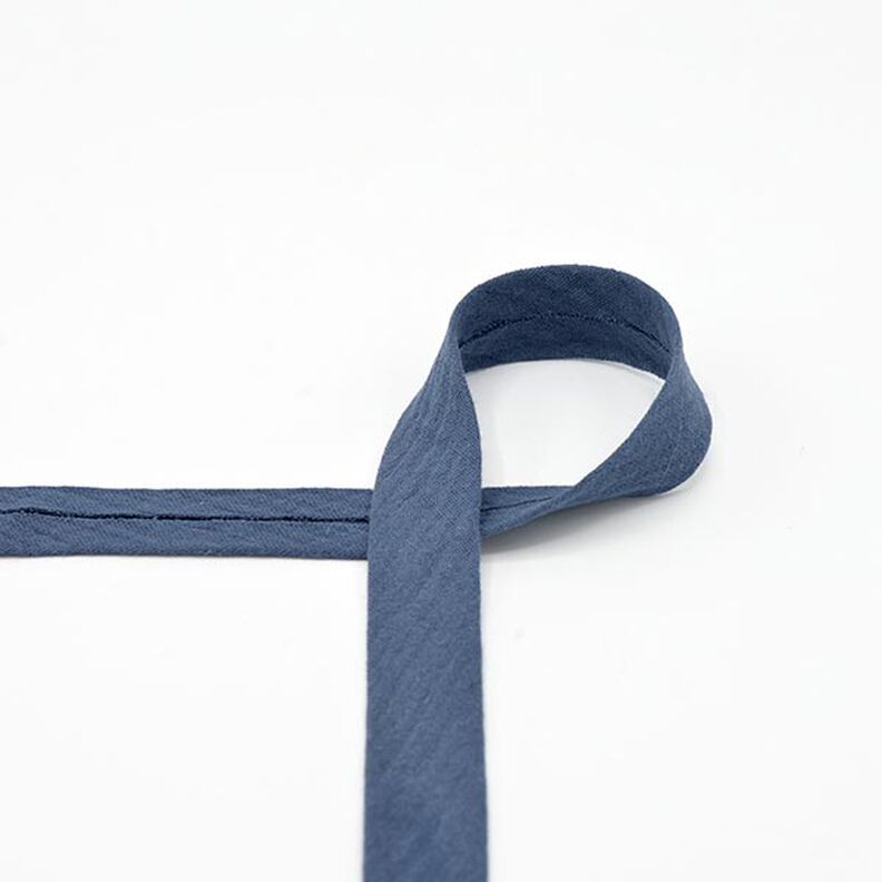 Skråbånd Musselin [20 mm] – jeansblå,  image number 1