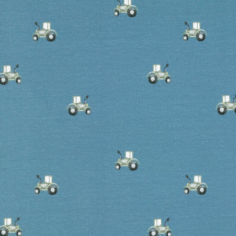 GOTS Bomuldsjersey traktor Digitaltryk – jeansblå,  image number 1