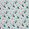 Bomuldsjersey tukaner i blomsterjunglen – babyblue/orange,  thumbnail number 1