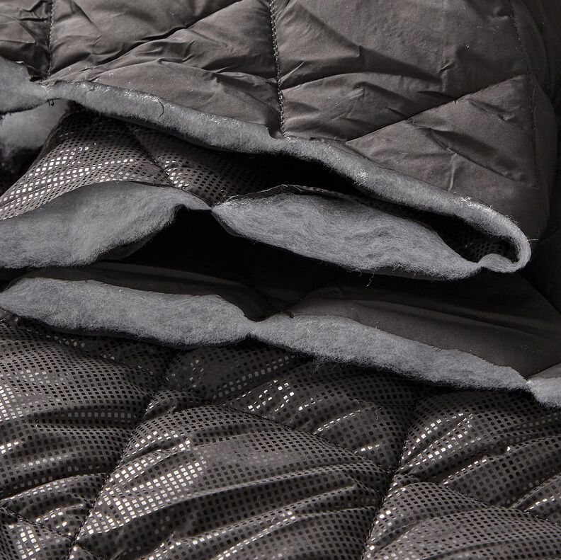 Quiltstof let glans romber – sort,  image number 6