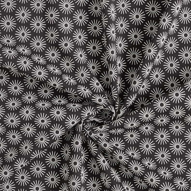 Bomuldsjersey skinne blomster – sort,  image number 3