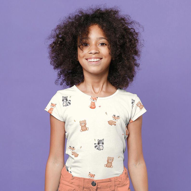 GOTS Bomuldsjersey babydyr Digitaltryk – elfenben,  image number 7