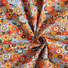 Bomuldsstof Cretonne farverige blomster – lys jeans-blå/orange,  thumbnail number 3