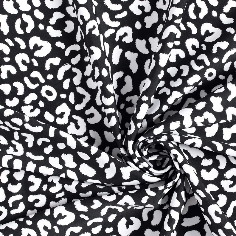 Badetøjsstof Abstrakte leopardpletter – sort-blå/hvid,  image number 3