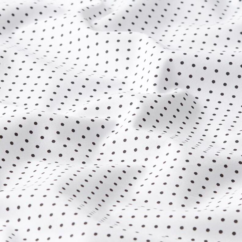 Bomuldspoplin små prikker – hvid/sort,  image number 2