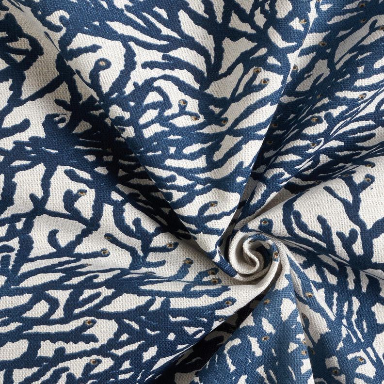 Dekorationsstof Halvpanama fine koraller &ndash; marinebl&aring;/natur,  image number 3