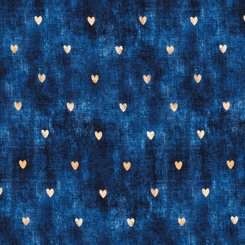 Bomuldsjersey gyldne hjerter | Glitzerpüppi – indigo,  image number 1