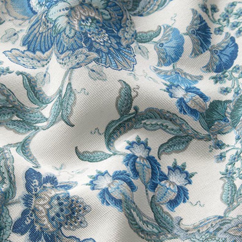 Dekorationsstof kanvas orientalske blomsterornamenter 280 cm – hvid/blå,  image number 2