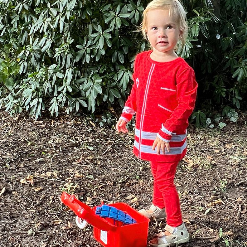 French Terry Sommersweat Bordure-stof Vær akutlæge for en dag – rød/sølvgrå,  image number 6