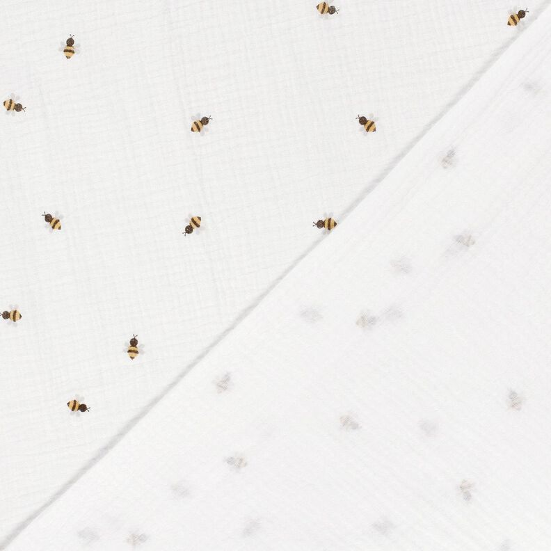 Musselin/Dobbelt-Crincle stof Små bier – uldhvid/guld,  image number 4