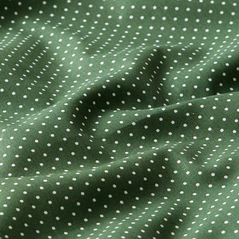 Bomuldspoplin små prikker – mørkegrøn/hvid,  image number 2