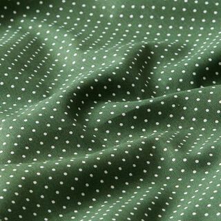 Bomuldspoplin små prikker – mørkegrøn/hvid, 