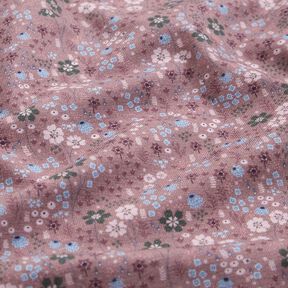 Bomuldsjersey blomsteng i skoven Digitaltryk – mørk gammelrosa, 