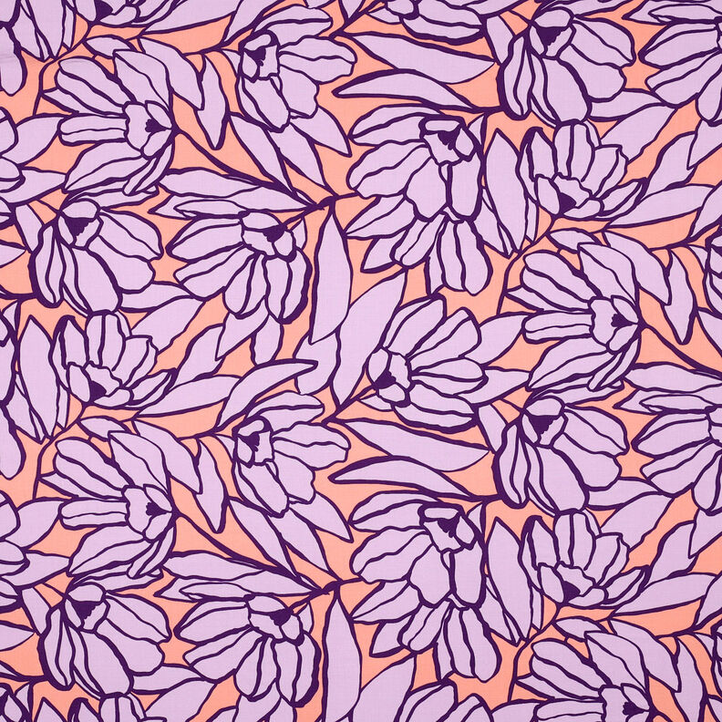 Lenzing Ecovero Inked Bouquet | Nerida Hansen – ferskenorange/lavendel,  image number 1