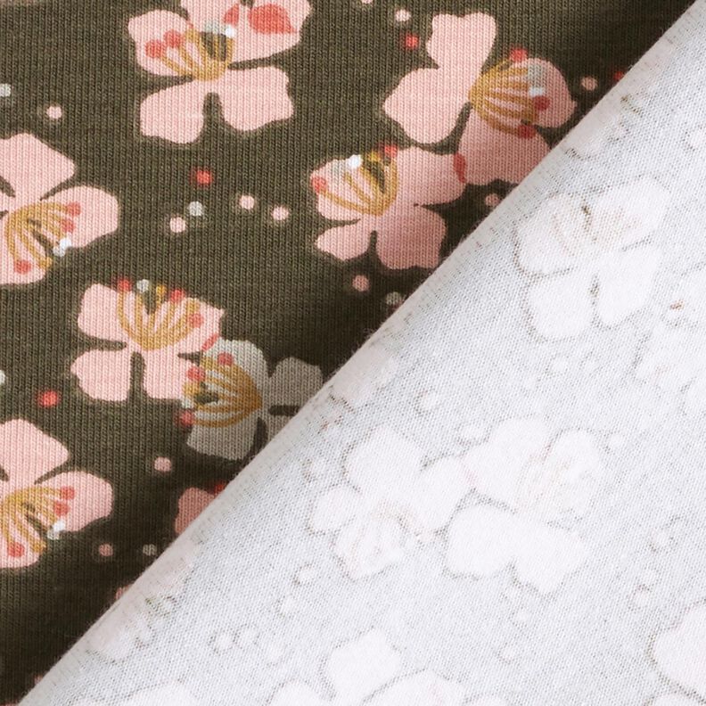 Bomuldsjersey søde små blomster – kaki,  image number 4