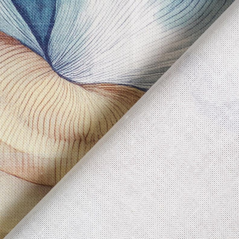 Dekorationsstof Halvpanama abstrakt plante – blå/kobberfarvet,  image number 4