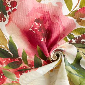 Dekorativt panelstof Trio akvarelblomster – elfenben/bær, 