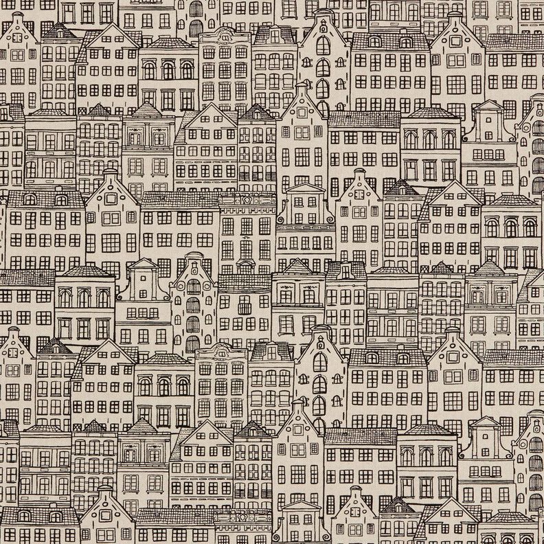 Dekorationsstof Halvpanama byhuse – natur/sort,  image number 1