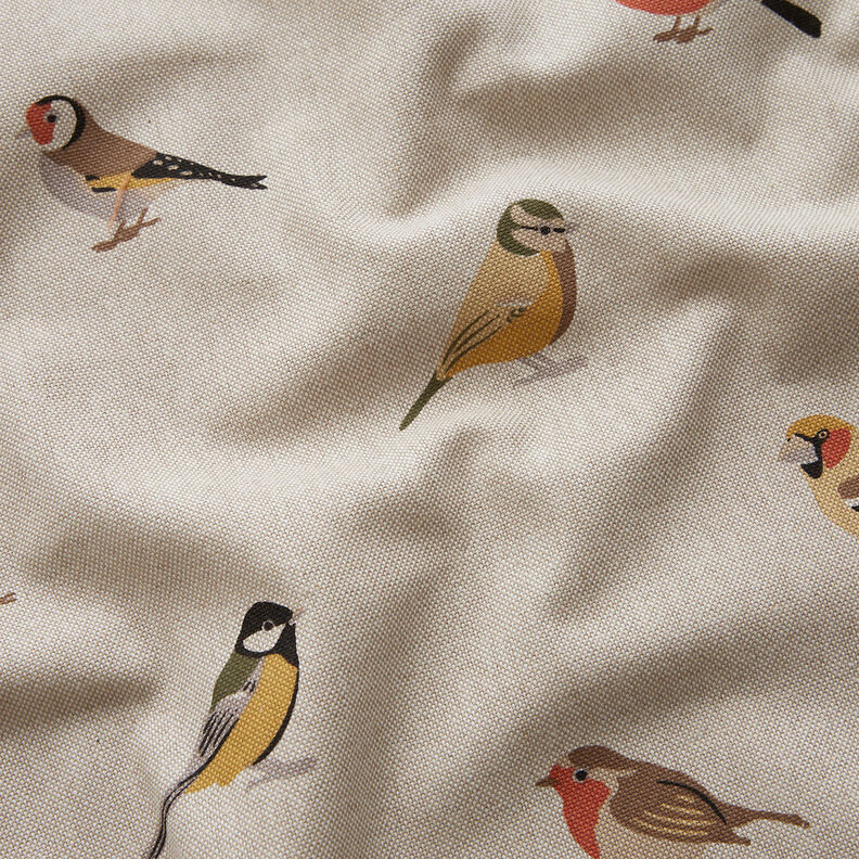 Dekorationsstof Halvpanama små havefugle – natur,  image number 2