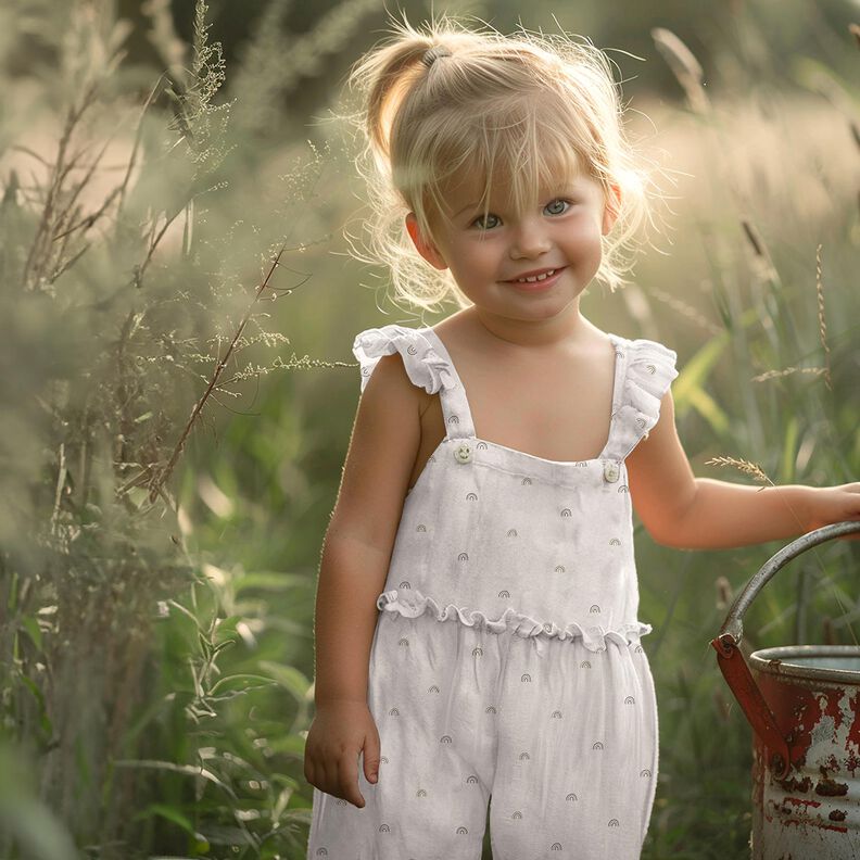 GOTS Bomuldspoplin små regnbuer | Poppy Fabrics – natur/råbrun,  image number 5