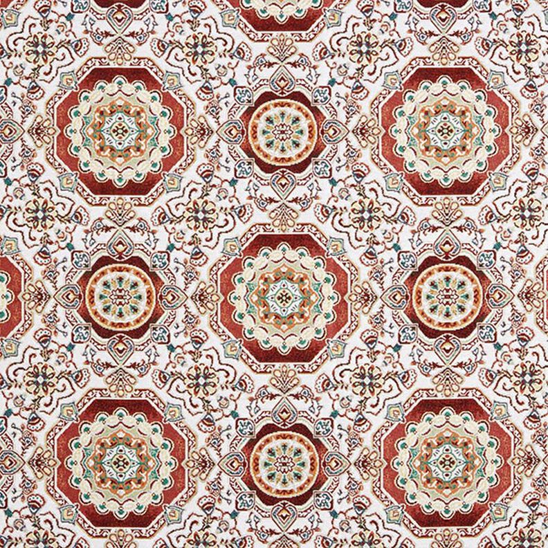 Dekorationsstof Gobelin orientalsk mandala – karminrød/elfenben,  image number 1