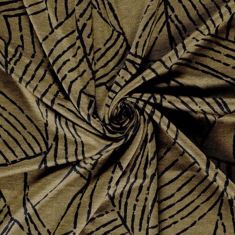 Romanit jersey abstrakte blade – mørk olivengrøn/sort,  image number 3
