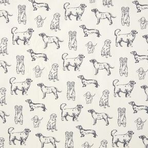 Dekorationsstof Canvas hunde &ndash; creme/gr&aring;, 