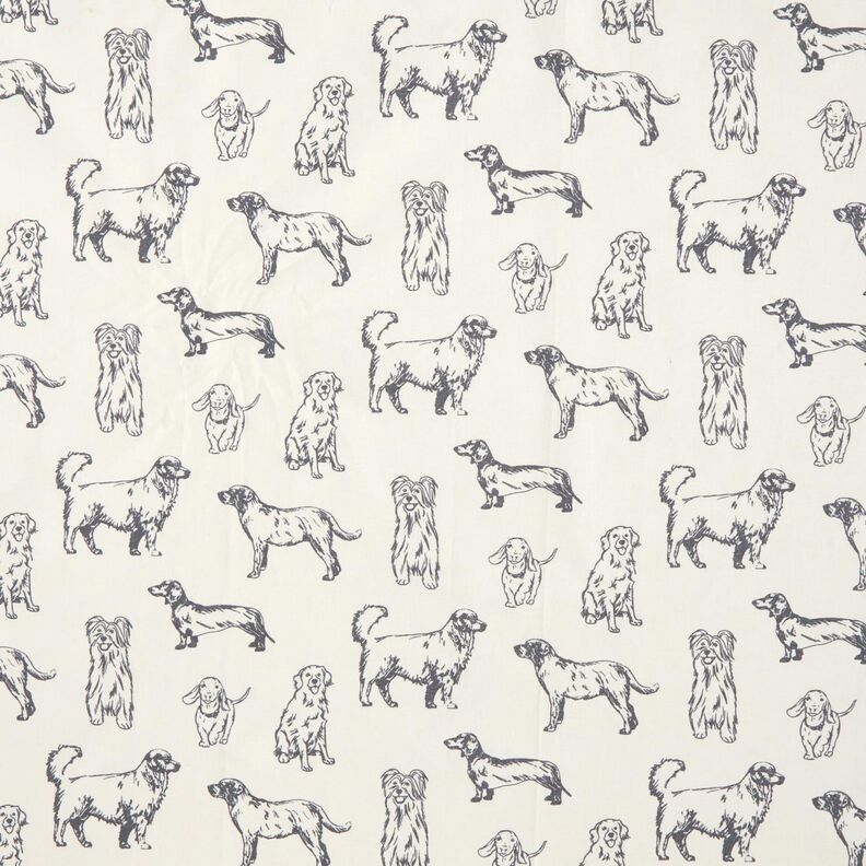 Dekorationsstof Canvas hunde – creme/grå,  image number 1