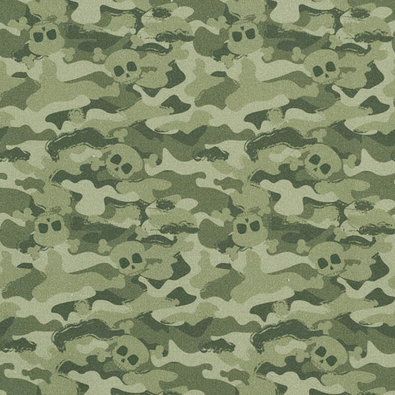 Bio-bomuldspoplin Camouflage-dødningehoveder – pistacie,  image number 1