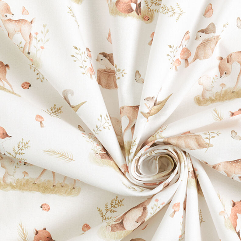 Poplin søde skovdyr Digitaltryk – uldhvid,  image number 3