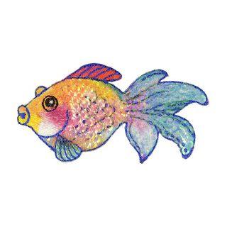 Applikation Fisk [ 3 x 7 cm ] – orange/azur, 