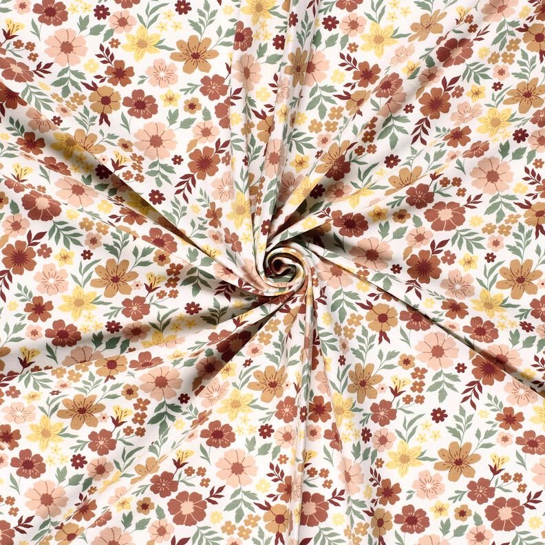 Bomuldsjersey Blomsterhav – elfenben/lys gammelrosa,  image number 3