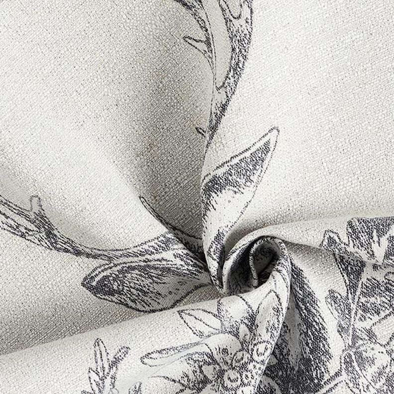 Dekorativt panelstof Gobelin hjort med edelweiss – grå,  image number 3