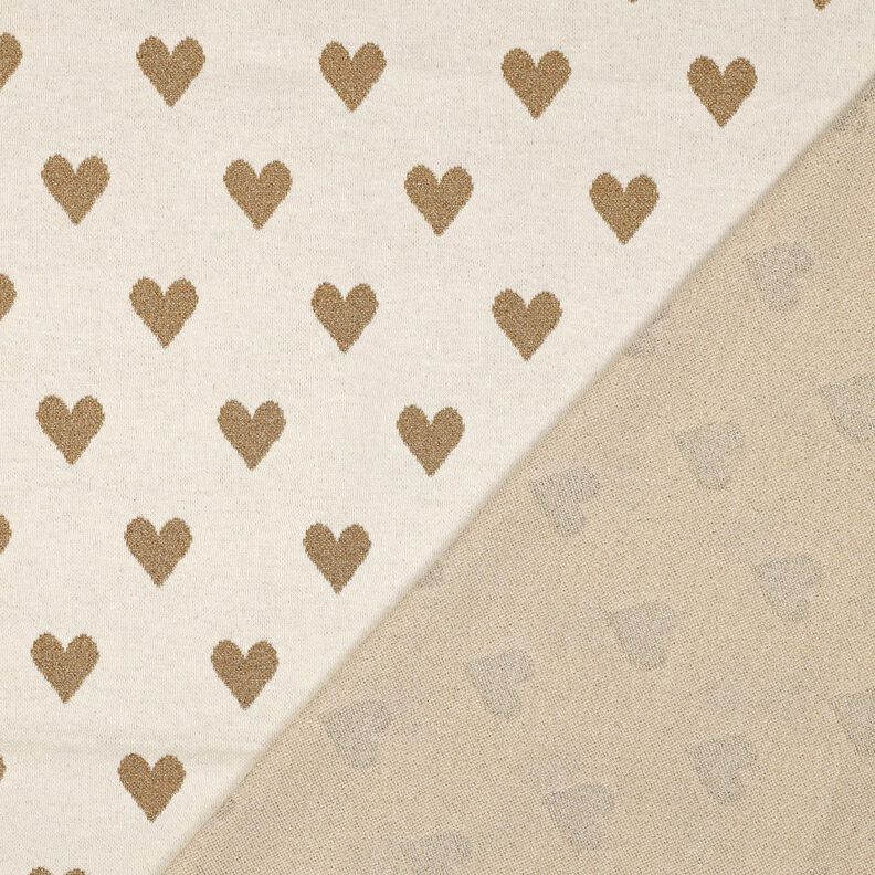 Jacquard jersey glitter-hjerter | Poppy Fabrics &ndash; natur/gold metallic,  image number 4