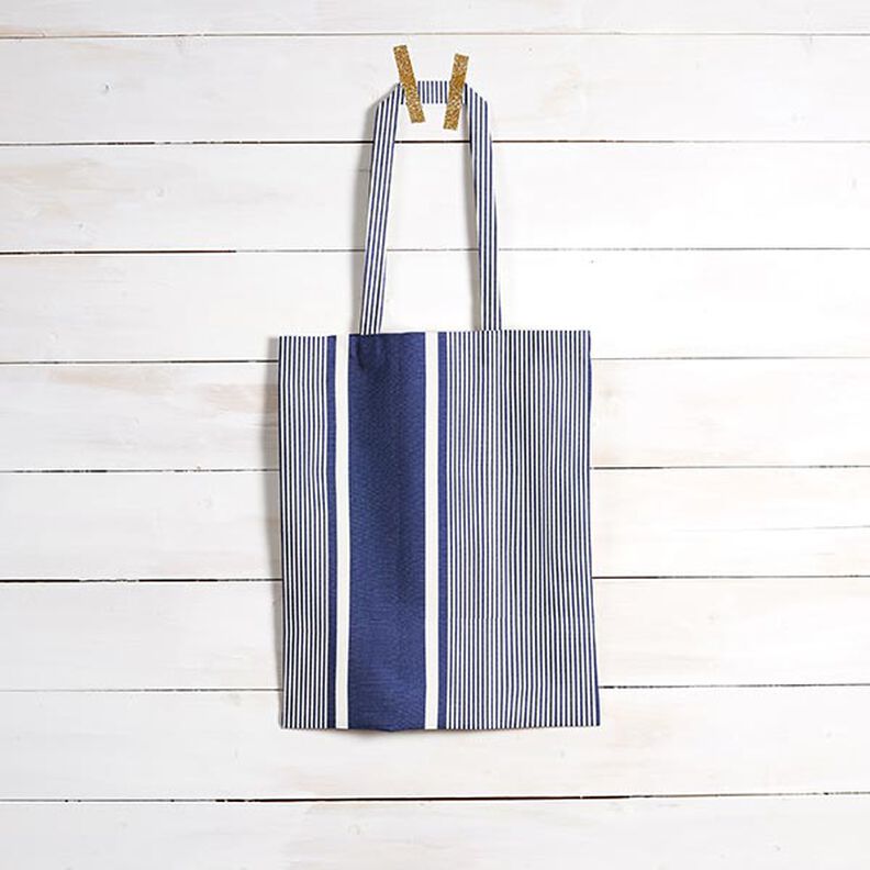 Outdoorstof Canvas striber – marineblå/hvid,  image number 8