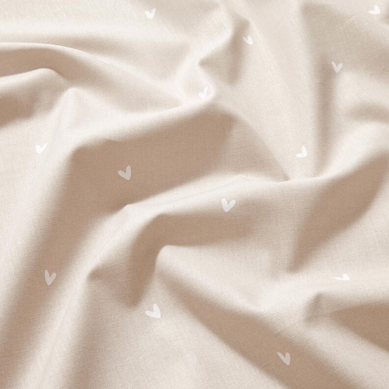Bomuldspoplin fine hjerter – tågegrå,  image number 2